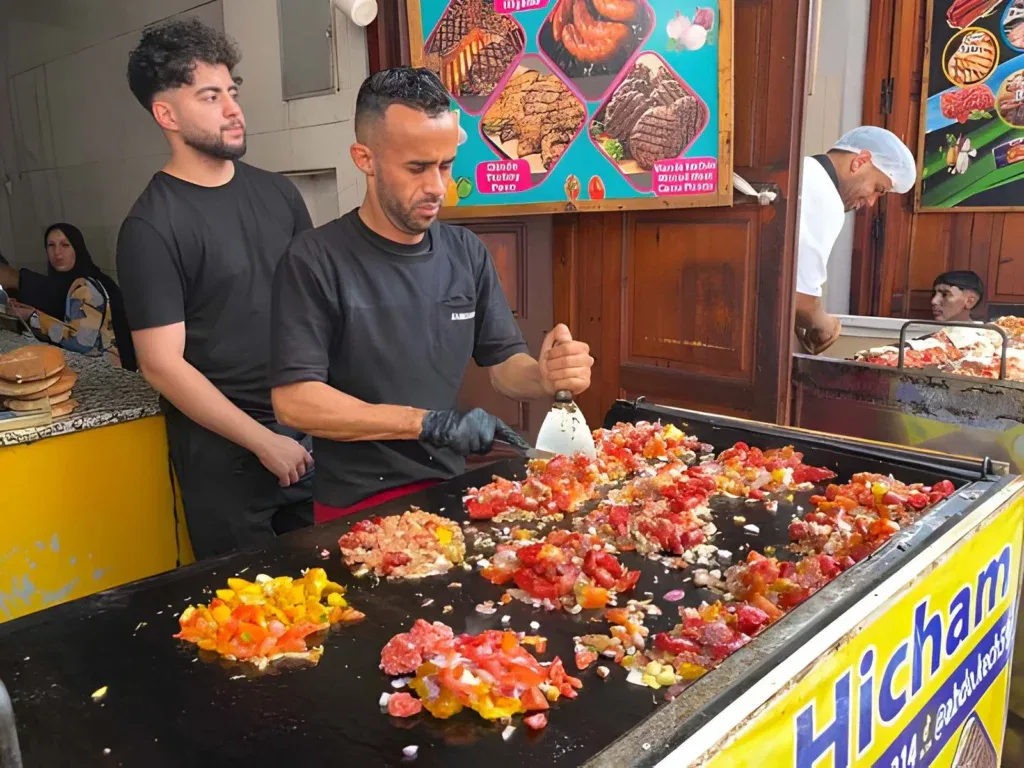 Street food market in Marrakech Morocco