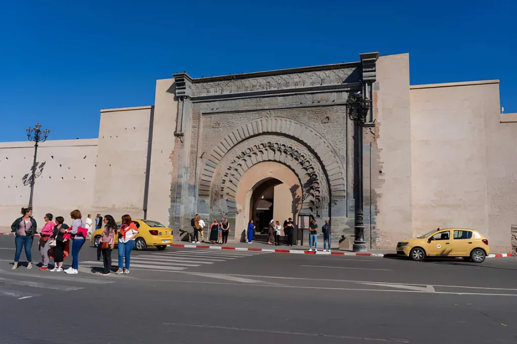 Tourists exploring Marrakech souks