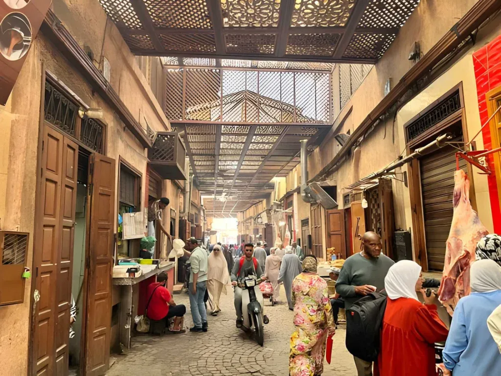 Busy streets inside Marrakech Medina